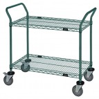 2-Shelf Green Wire Shelving Utility Cart