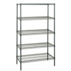 Green Epoxy Wire Shelving Unit