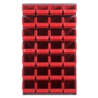Wall Mount Panel with Storage Bins - Red