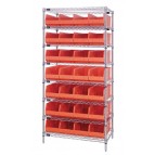 Stackable Shelf Bin Wire Shelving Unit WR8-483 Orange