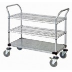 WRC-1842-3CG Wire & Solid Shelving Utility Cart