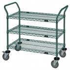 WRC-2148P-3 Proform Green Epoxy 3-Shelf Wire Utility Cart