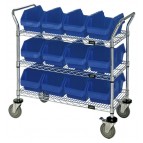Wire Utility Cart with Plastic Bins Blue