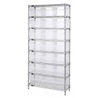 Wire Shelving Unit with Clear Plastic Bins