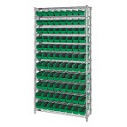 Wire Shelving with Plastic Bins - Green