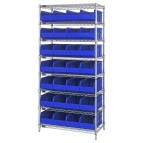 Stackable Shelf Bin Wire Shelving Unit WR8-423 Blue
