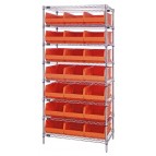 Stackable Shelf Bin Wire Shelving Unit WR8-465 Orange