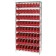 Wire Shelving Unit with Red Plastic Storage Bins