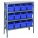 Steel Shelving Unit with Blue Plastic Bins