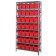 Steel Shelving Unit with Red Plastic Bins