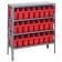 Steel Shelving Unit with Red Plastic Bins