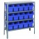 Steel Shelving Unit with Blue Plastic Bins