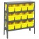 Steel Shelving Unit with Yellow Plastic Bins