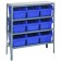 Steel Shelving Unit with Blue Plastic Bins