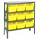 Steel Shelving Unit with Yellow Plastic Bins