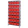 Steel Shelving Unit with Red Plastic Bins