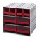 Interlocking Storage Cabinet with Red Drawers