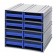 Interlocking Storage Cabinet with Blue Plastic Drawers