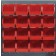 Wall Mount Louvered Panel with Bins - Red