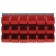 Red Plastic Bins on Louvered Panel