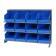 Sloped Bench Rack with Blue Bins
