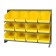 Sloped Bench Rack with Yellow Bins