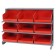 Bench Rack with Plastic Bins Red