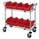 Wire Utility Cart with Red Plastic Bins