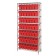 Wire Shelving Unit with Red Plastic Bins