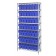 Wire Shelving Unit with Blue Plastic Bins