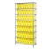 Wire Shelving Unit with Yellow Plastic Bins