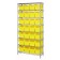 Wire Shelving Unit with Yellow Plastic Bins