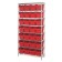 Wire Shelving Unit with Red Plastic Bins