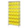 Wire Shelving Unit with Yellow Plastic Bins