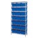 Wire Shelving Unit with Blue Plastic Bins