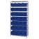 Wire Shelving Unit with Blue Storage Bins