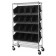 Slanted Wire Shelving Cart with Plastic Storage Bins - Black