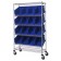 Slanted Wire Shelving Cart with Plastic Storage Bins - Blue