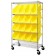 Slanted Wire Shelving Cart with Yellow Plastic Storage Bins