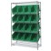 Slanted Wire Shelving with Plastic Storage Bins - Green