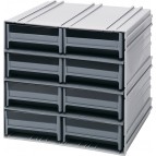 Interlocking Storage Cabinet with Gray Plastic Drawers