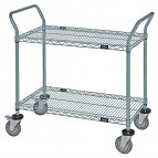 2-Shelf Black Wire Shelving Utility Cart