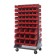 Red Plastic Storage Bins Louvered Panel Rack Systems