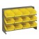 Sloped Bench Rack with Yellow Bins