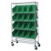 Slanted Wire Shelving Cart with Plastic Storage Bins - Green