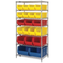 Plastic Storage Bin Wire Shelving Unit