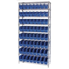 Blue Plastic Storage Bin Wire Shelving Units