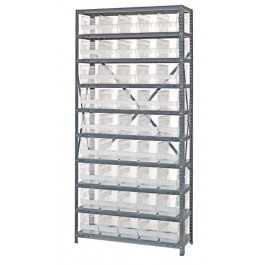 Clear Plastic Storage Bin Steel Shelving System