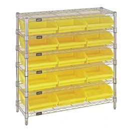 Plastic Storage Bin Wire Shelving Units Yellow