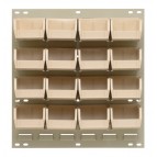 Louvered Wall  Panel with Plastic Bins Ivory